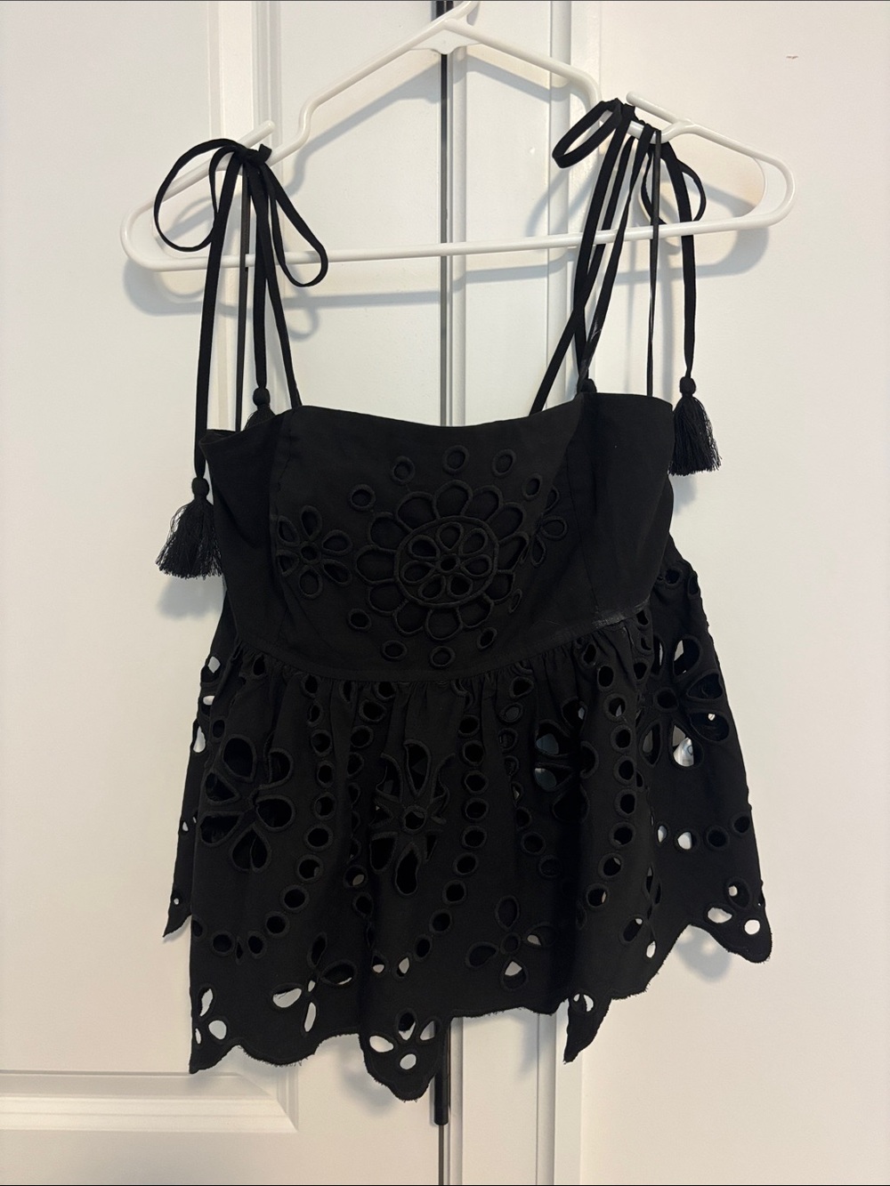 Black Eyelet Tie-Shoulder Camisole
